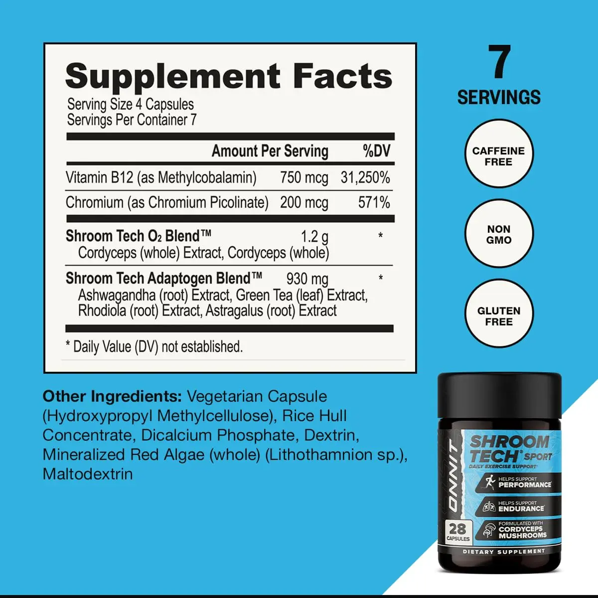 ONNIT Shroom Tech Sport Caffeine-Free Cordyceps Pre-Workout Capsules 28 Count | Supports Exercise Endurance - view 6