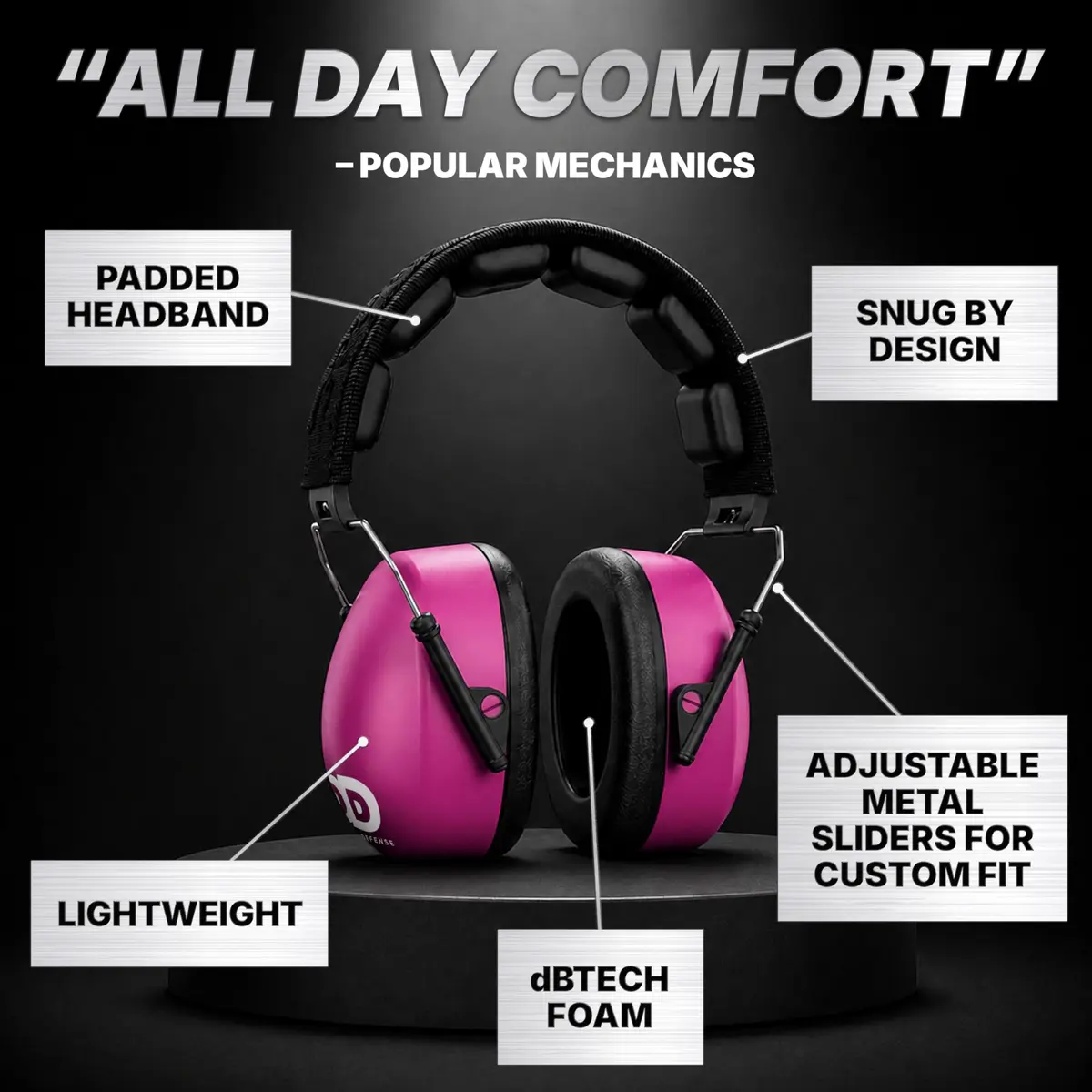 DECIBEL DEFENSE Ear Protection 37 dB NRR Pink | Industry-Leading Noise Reduction for Shooting & Construction - view 4