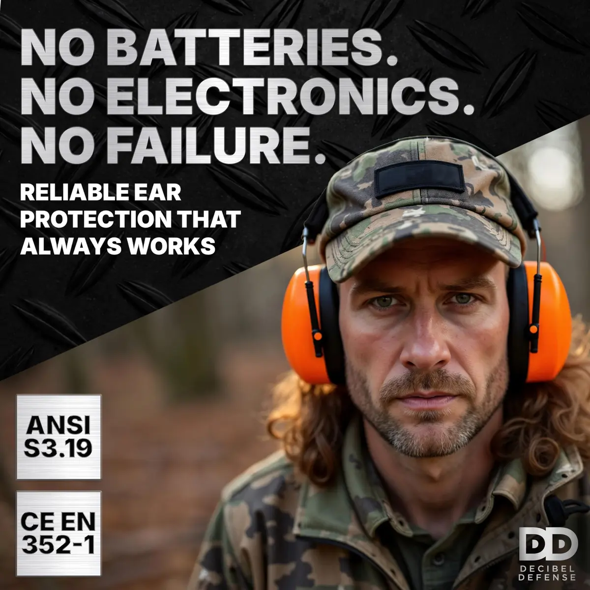 DECIBEL DEFENSE Ear Protection, 37 dB NRR Ear Muffs (HI-VIZ ORANGE) | Industry-leading noise reduction for shooting & industrial use - view 5