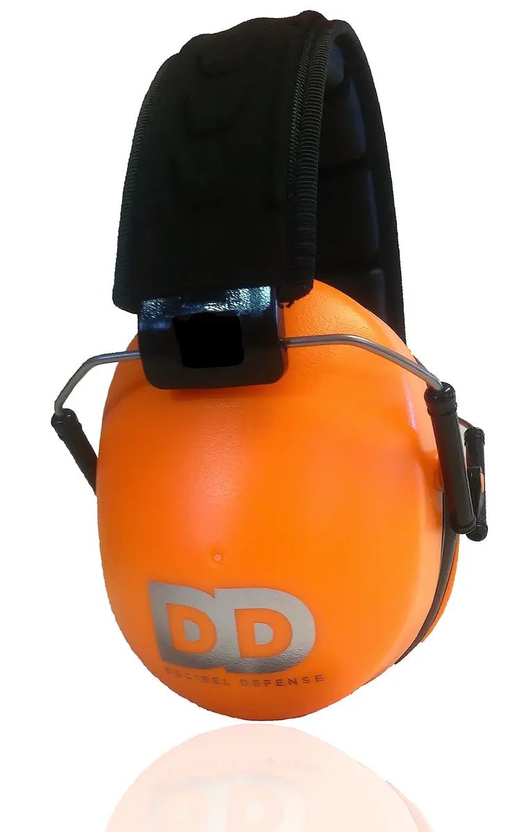 DECIBEL DEFENSE Ear Protection, 37 dB NRR Ear Muffs (HI-VIZ ORANGE) | Industry-leading noise reduction for shooting & industrial use - main product image