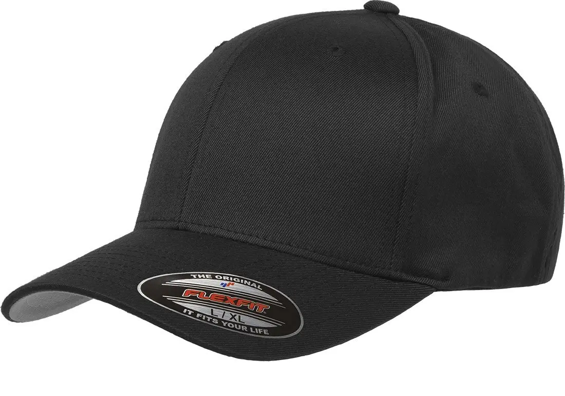 Flexfit Men's Wooly Combed Twill Fitted Baseball Cap, Black, Large-X-Large | Classic Wool-Like Comfort & Sun Protection - main product image