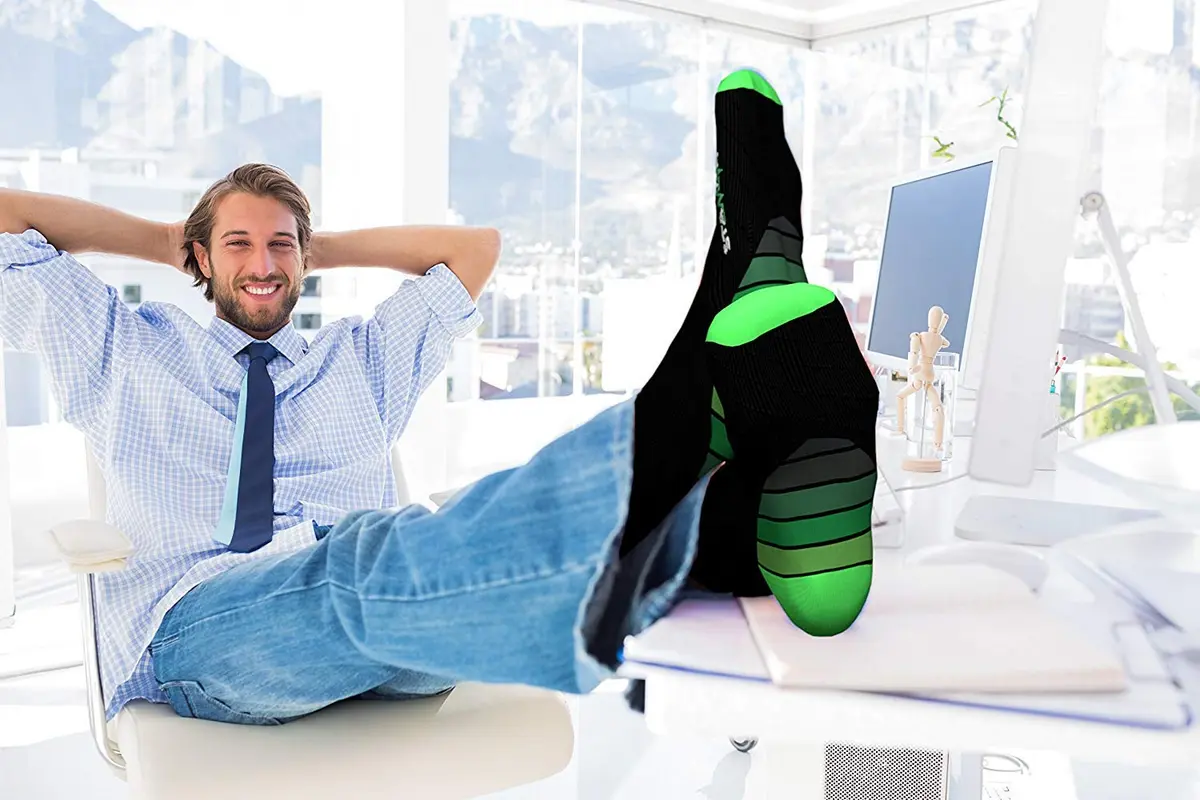 Physix Gear Sport Compression Socks L/XL Black/Green | Graduated Compression for Circulation & Athletic Support - view 7