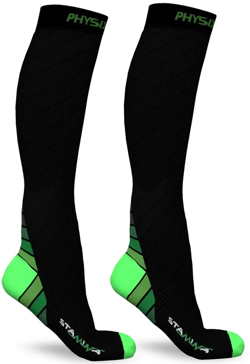Physix Gear Sport Compression Socks L/XL Black/Green | Graduated Compression for Circulation & Athletic Support - view 4