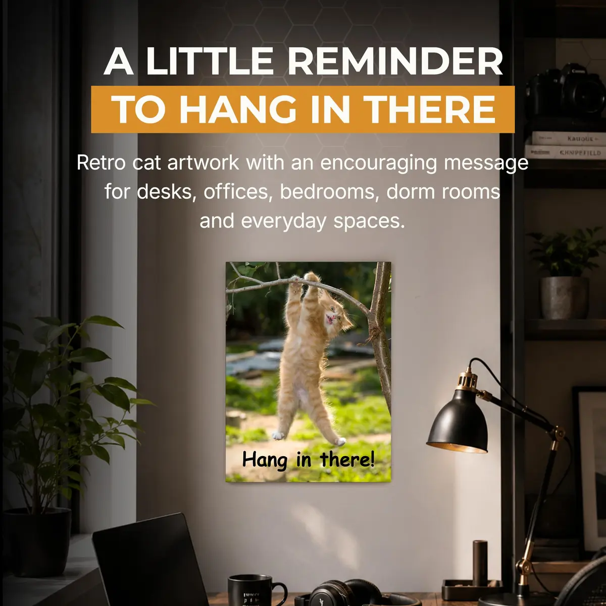 HoneyKICK Hang in There Cat Poster, Funny Motivational Wall Art, 11x14 - view 6