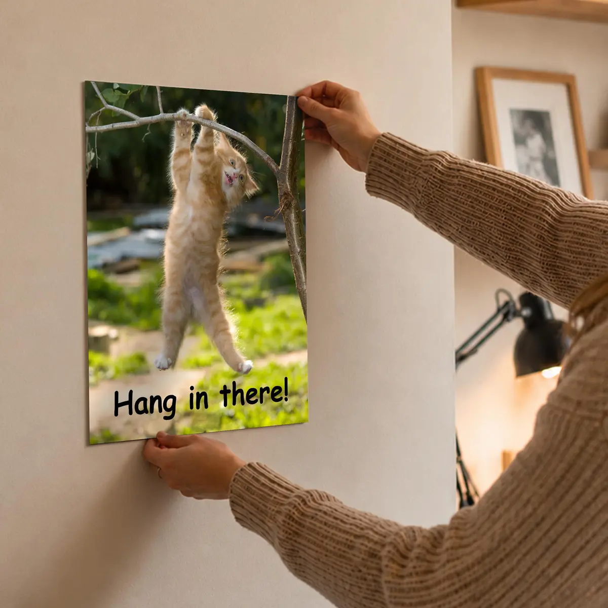 HoneyKICK Hang in There Cat Poster, Funny Motivational Wall Art, 11x14 - view 7