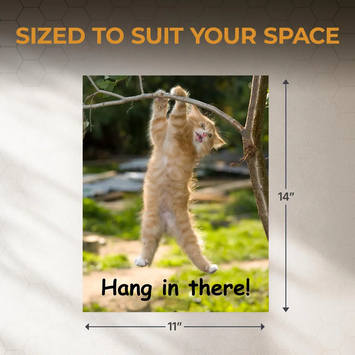 HoneyKICK Hang in There Cat Poster, Funny Motivational Wall Art, 11x14 - view 4