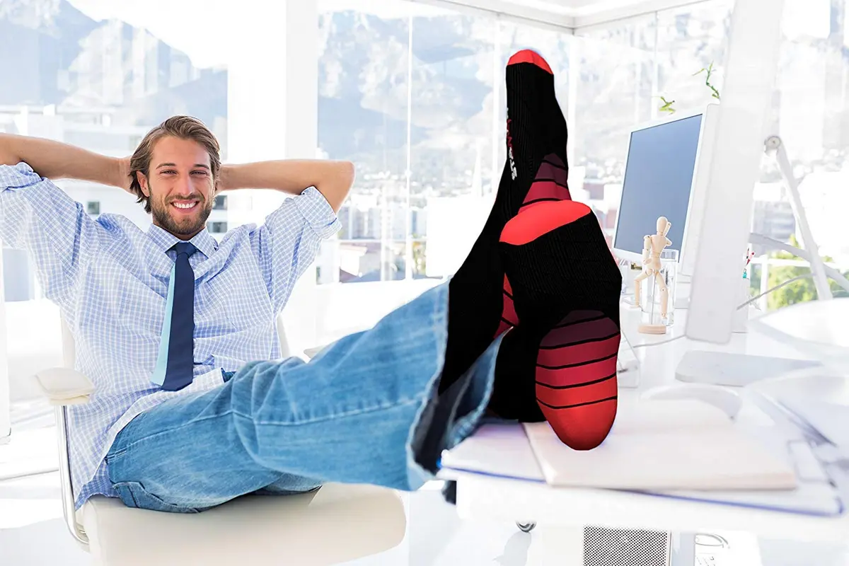 Physix Gear Sport Compression Socks Black/Red L/XL | Graduated Compression for Circulation & Travel - view 7