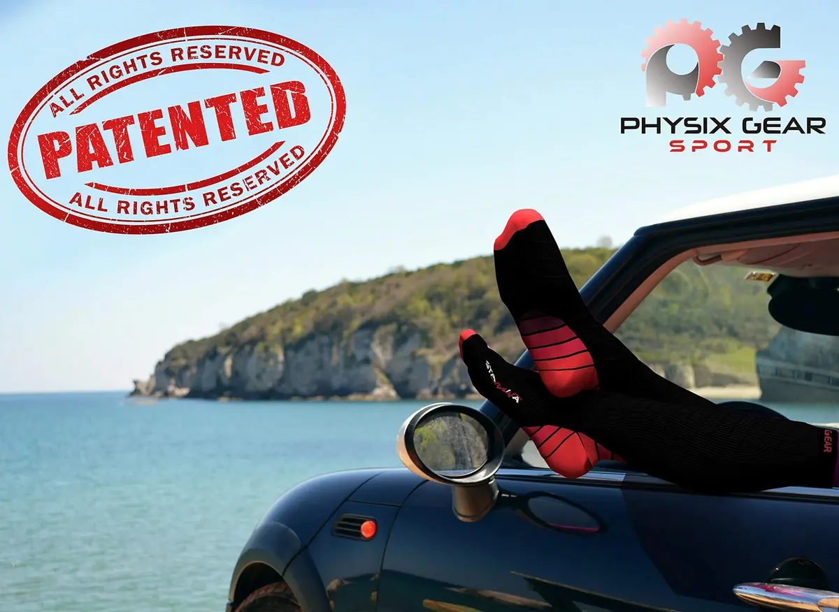 Physix Gear Sport Compression Socks Black/Red L/XL | Graduated Compression for Circulation & Travel - view 2