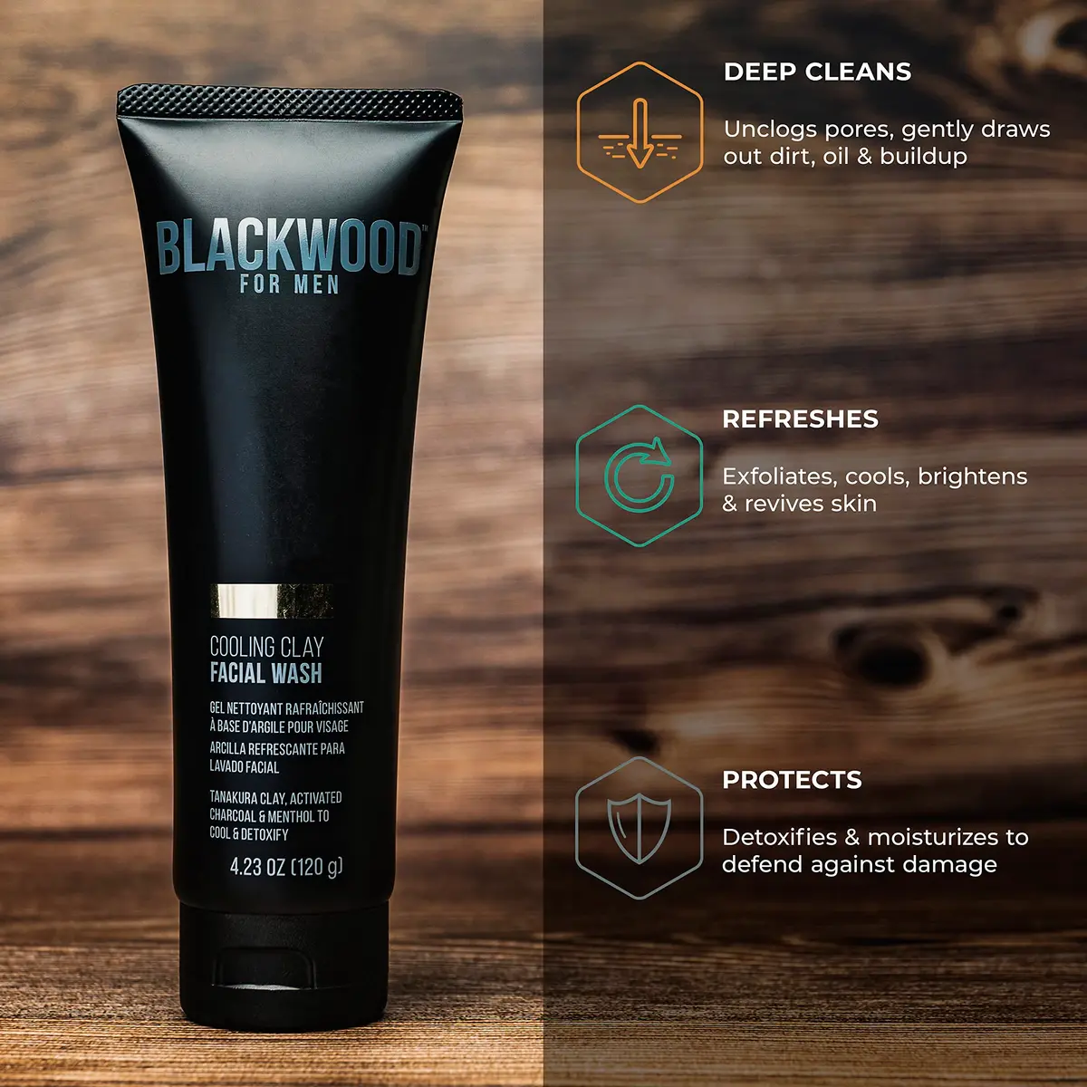 Blackwood For Men Cooling Clay Face Wash 125ml (4.23 oz) | Deep Cleansing & Acne Treatment - view 5