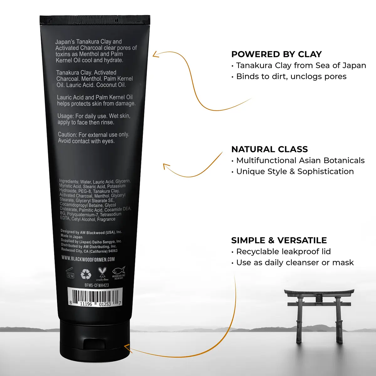 Blackwood For Men Cooling Clay Face Wash 125ml (4.23 oz) | Deep Cleansing & Acne Treatment - view 2
