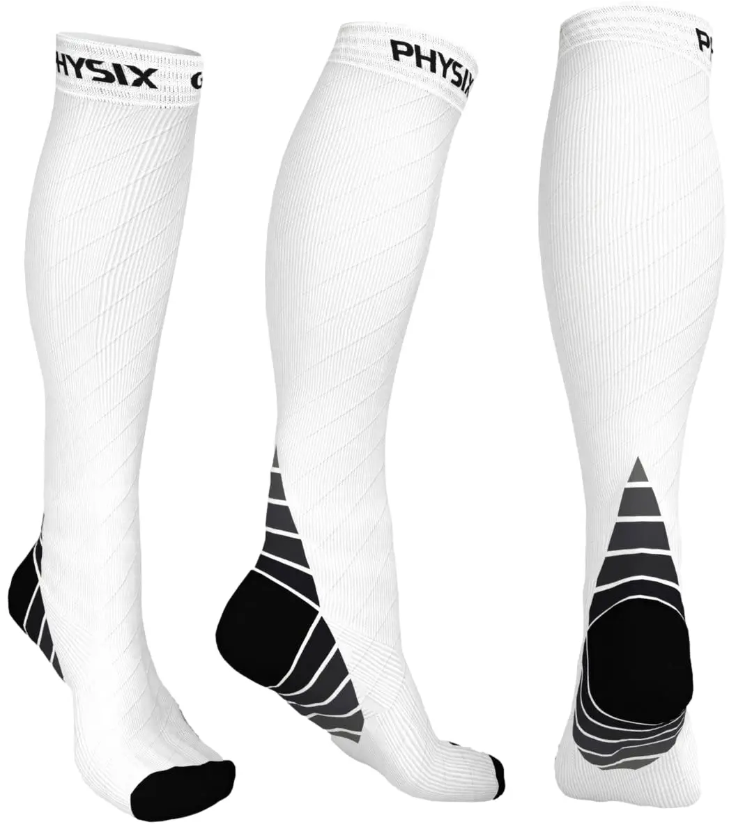 Physix Gear Compression Socks White L/XL | Support Circulation & Blood Flow (115 chars) - main product image