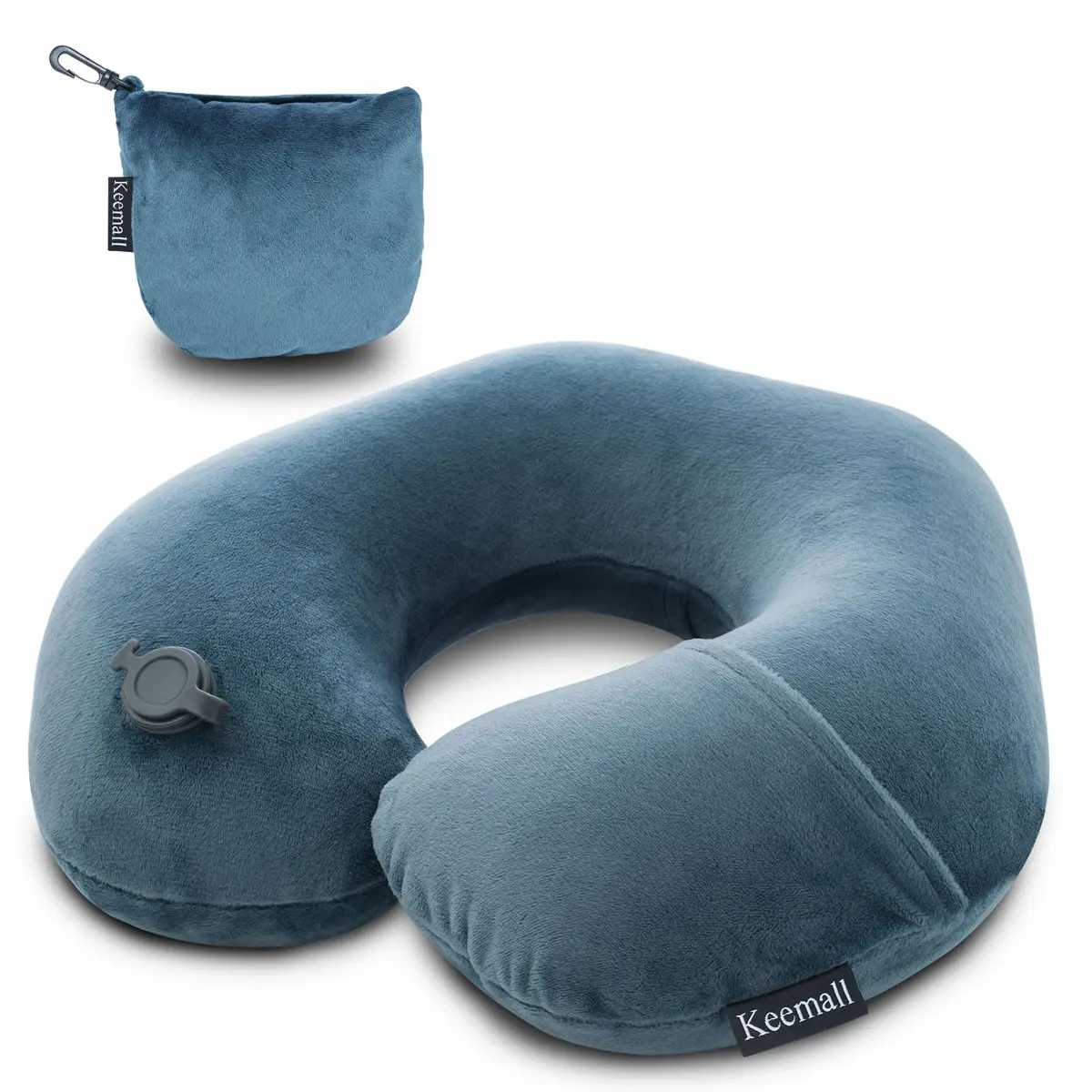 Keemall Portable Inflatable Travel Neck Pillow for Airplane, Car & Office | Micro-Velvet, Ergonomic U-Shape, Washable Cover - main product image