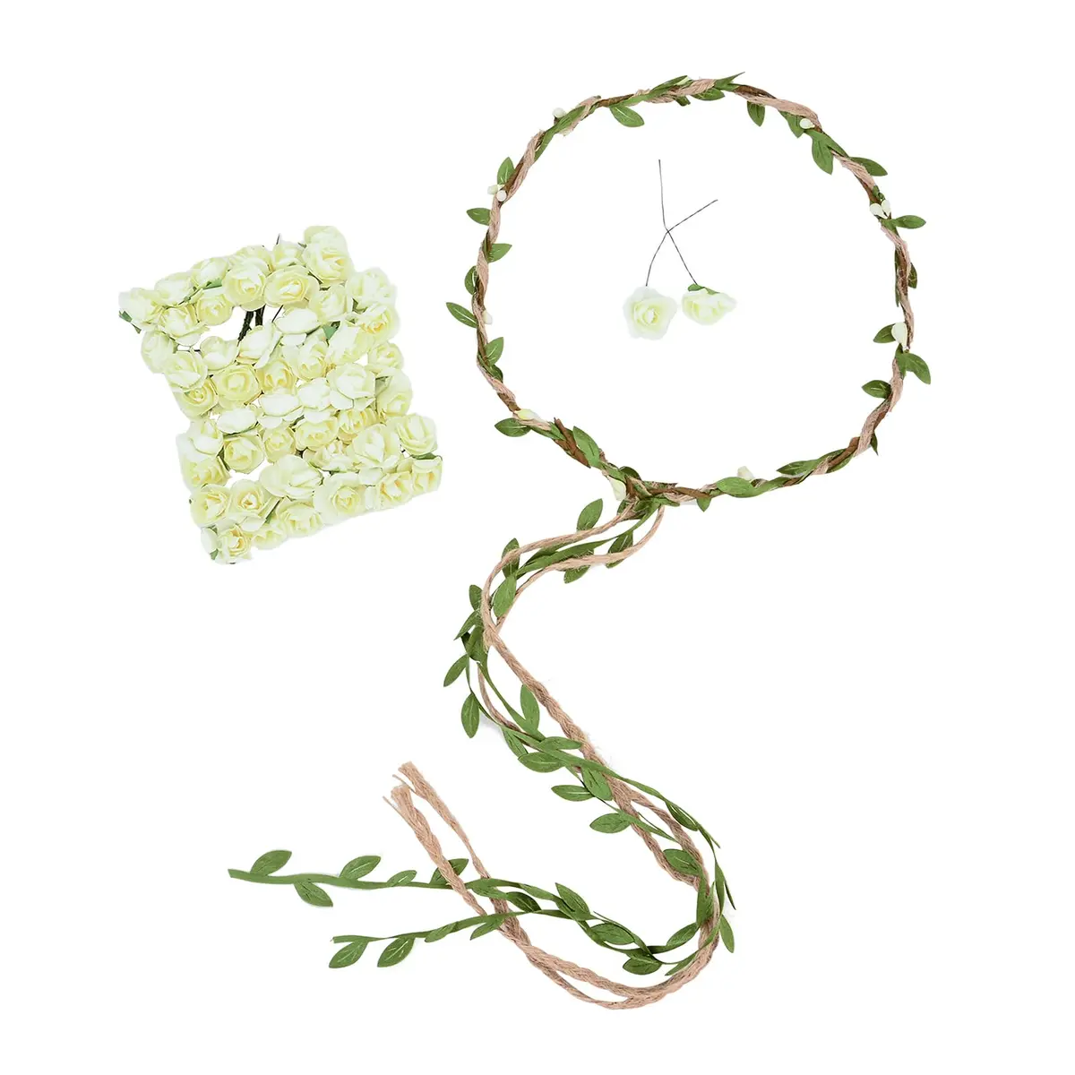 DDazzling Flower Crown Floral Wreath Headband Ivory | Elegant Floral Accessory for Girls & Women - main product image