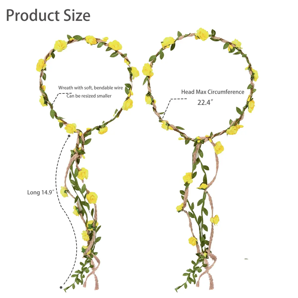 DDazzling Flower Crown Floral Wreath Headband Ivory | Elegant Floral Accessory for Girls & Women - view 6