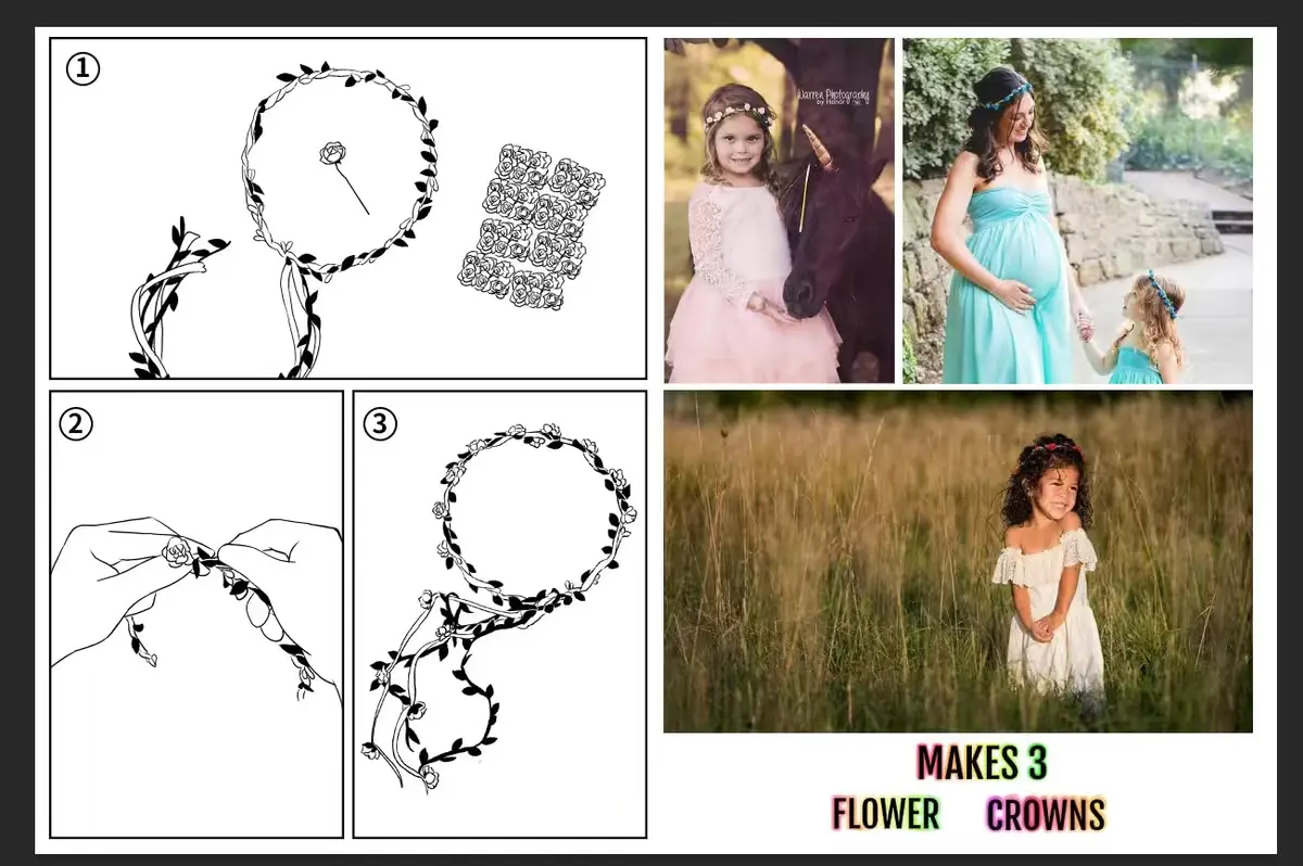 DDazzling Flower Crown Floral Wreath Headband Ivory | Elegant Floral Accessory for Girls & Women - view 2