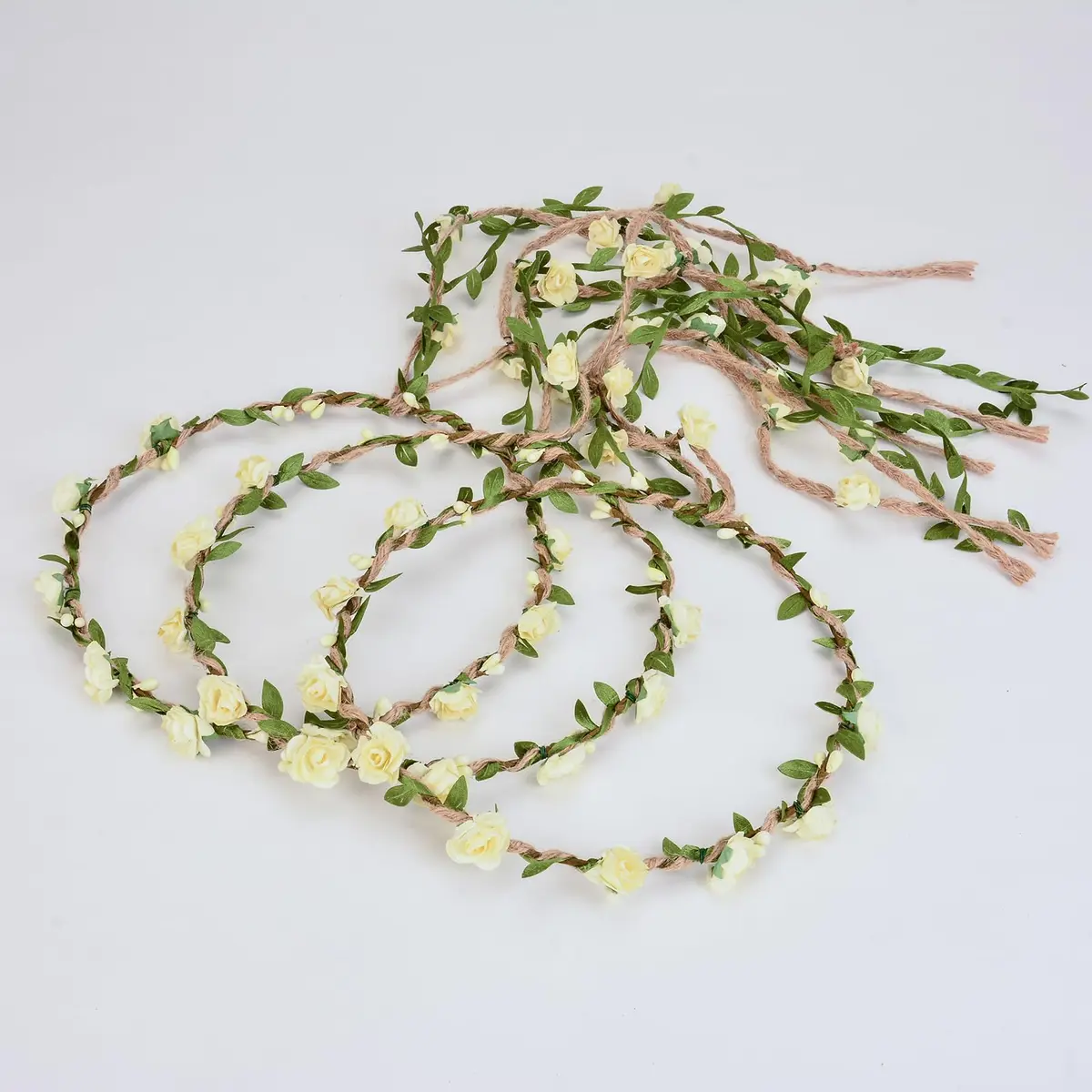 DDazzling Flower Crown Floral Wreath Headband Ivory | Elegant Floral Accessory for Girls & Women - view 3