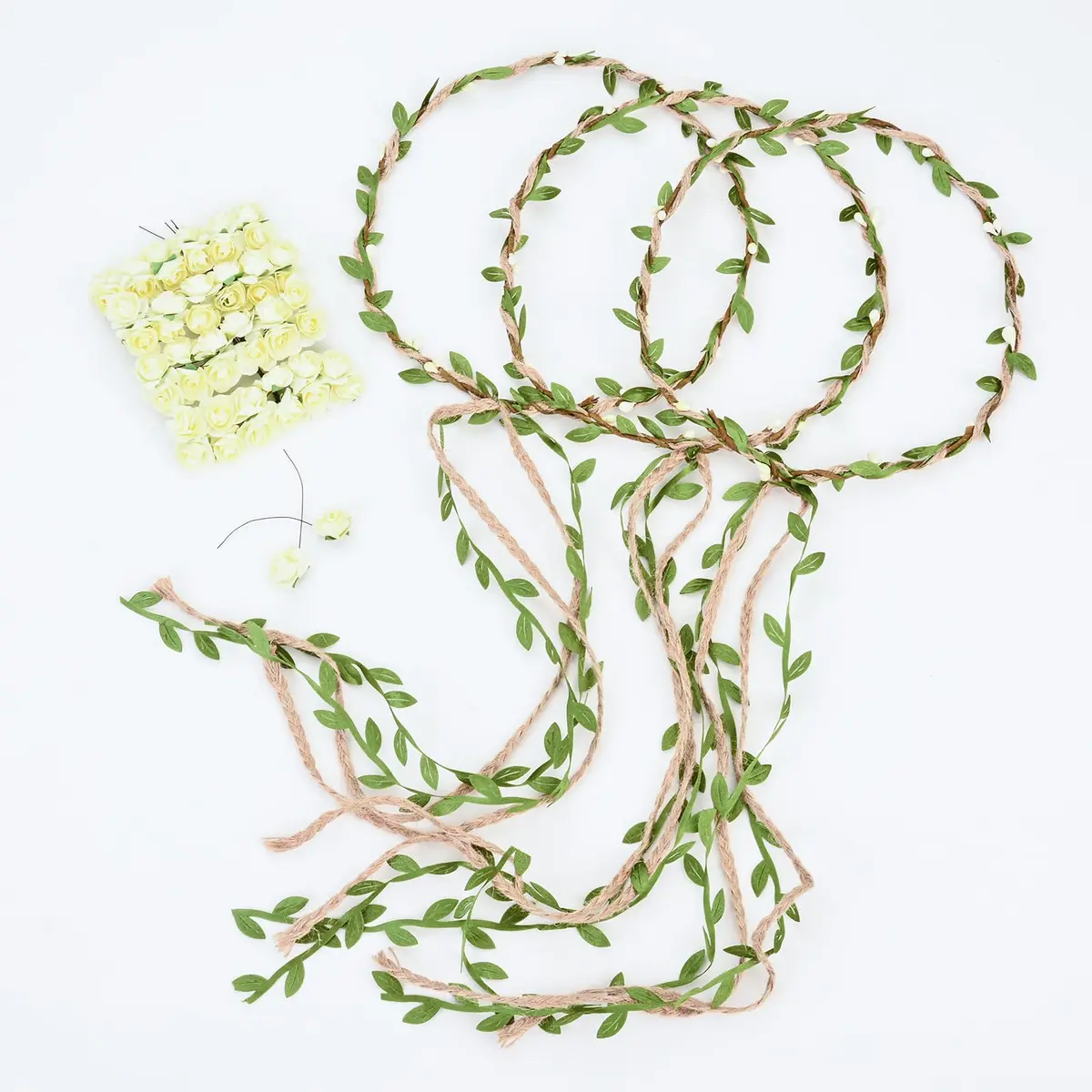 DDazzling Flower Crown Floral Wreath Headband Ivory | Elegant Floral Accessory for Girls & Women - view 4