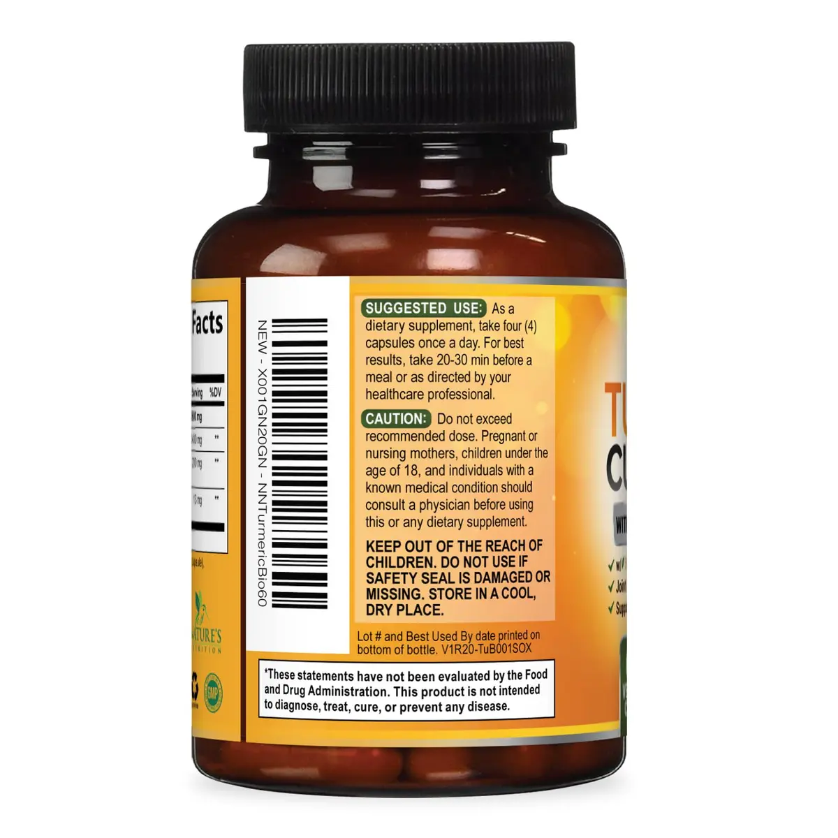 Nature's Nutrition 2400mg vegan herbal supplement | Organic turmeric & BioPerine for joint & immune support - view 8