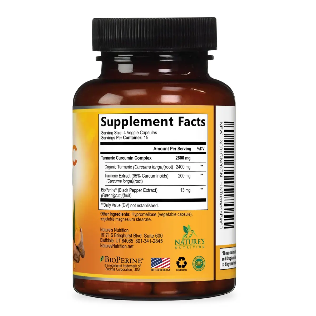 Nature's Nutrition 2400mg vegan herbal supplement | Organic turmeric & BioPerine for joint & immune support - view 9