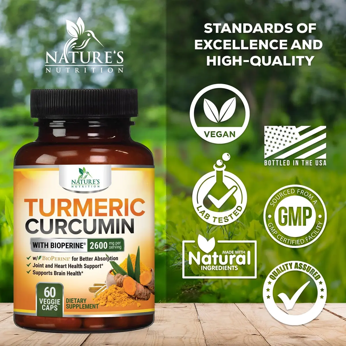 Nature's Nutrition 2400mg vegan herbal supplement | Organic turmeric & BioPerine for joint & immune support - view 4