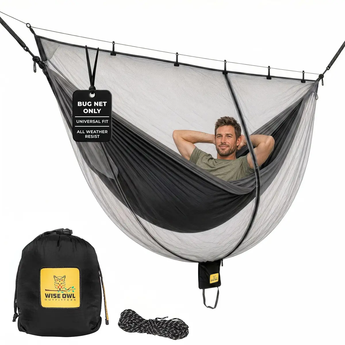 Wise Owl Outfitters Hammock Bug Net – Mosquito Net for Hammock, Lightweight Bug Netting for Camping, Hiking, Backpacking, Forest & Outdoor Use - main product image