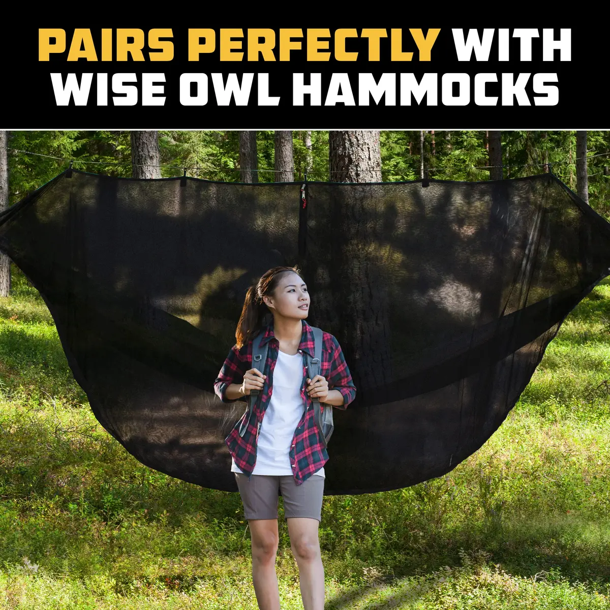 Wise Owl Outfitters Hammock Bug Net – Mosquito Net for Hammock, Lightweight Bug Netting for Camping, Hiking, Backpacking, Forest & Outdoor Use - view 7