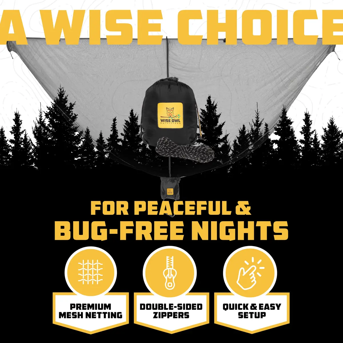 Wise Owl Outfitters Hammock Bug Net – Mosquito Net for Hammock, Lightweight Bug Netting for Camping, Hiking, Backpacking, Forest & Outdoor Use - view 2