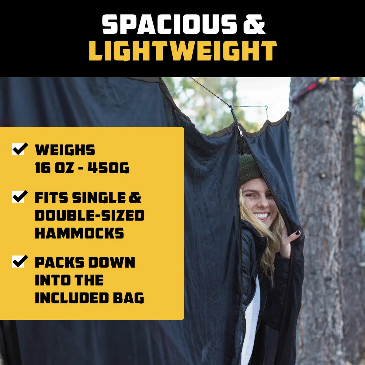 Wise Owl Outfitters Hammock Bug Net – Mosquito Net for Hammock, Lightweight Bug Netting for Camping, Hiking, Backpacking, Forest & Outdoor Use - view 4