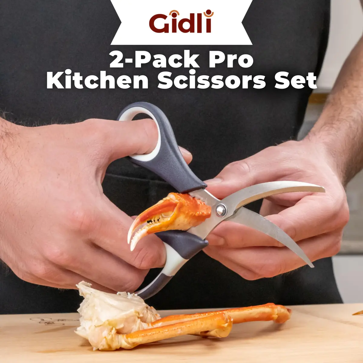 Gidli Kitchen Shears & Seafood Scissors Set - Heavy Duty Stainless Steel, 8" & 7" | Lifetime Warranty - view 4