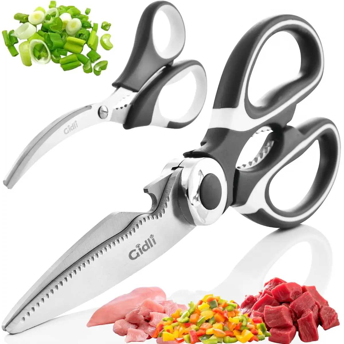 Gidli Kitchen Shears & Seafood Scissors Set - Heavy Duty Stainless Steel, 8" & 7" | Lifetime Warranty - main product image