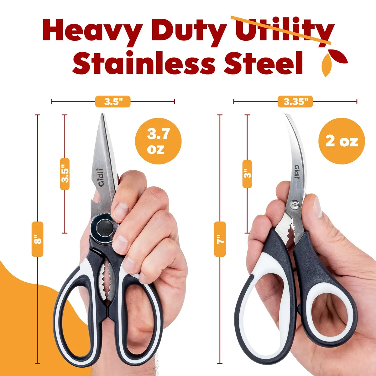 Gidli Kitchen Shears & Seafood Scissors Set - Heavy Duty Stainless Steel, 8" & 7" | Lifetime Warranty - view 8