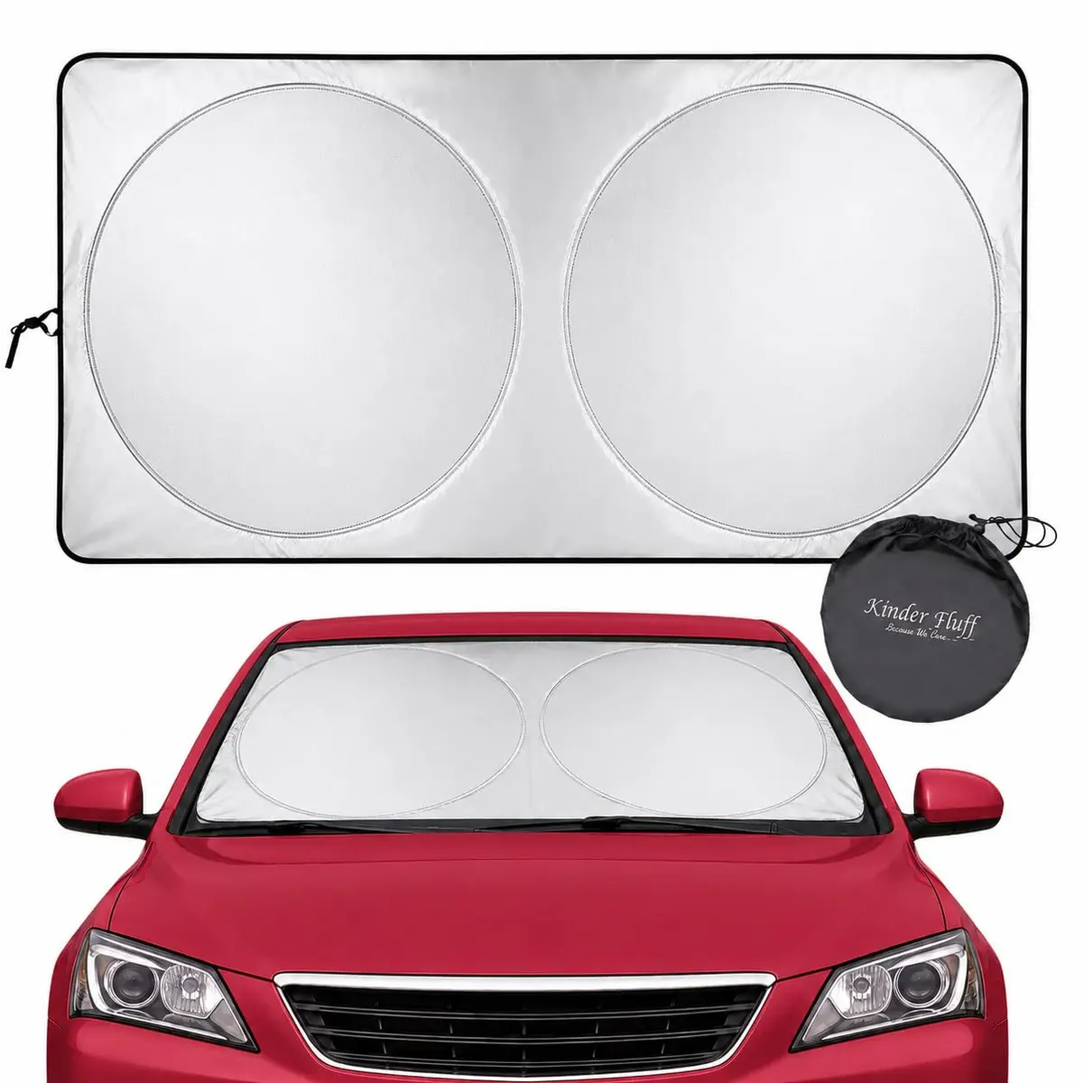 kinder Fluff Windshield Sun Shade Extra Large 62" x 31" | Certified 99.87% UVB & 99.02% UVA Protection - main product image