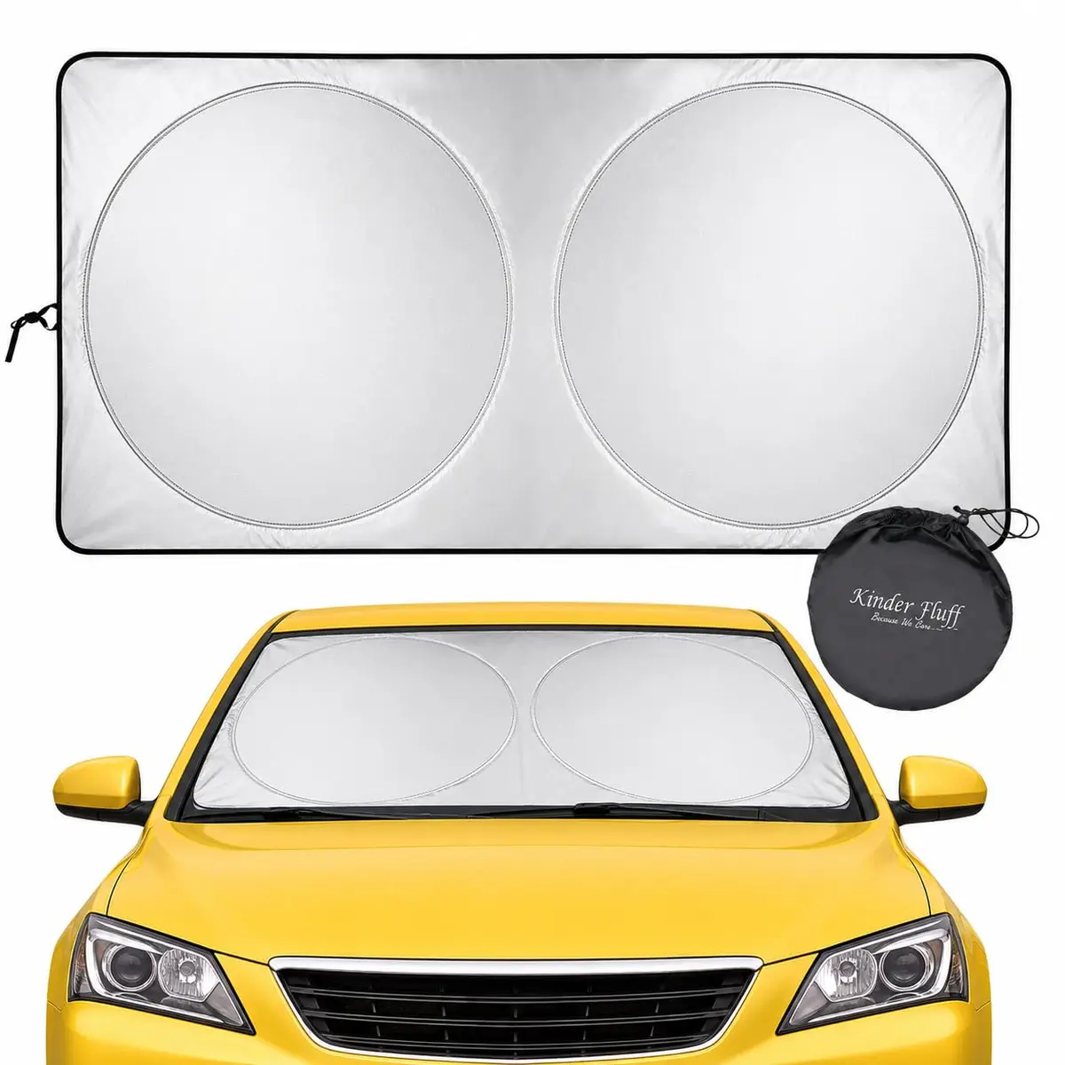 kinder Fluff Windshield Sun Shade 72cm x 150cm (53"x26") | Certified 99.87% UVB & 99.02% UVA Protection - main product image