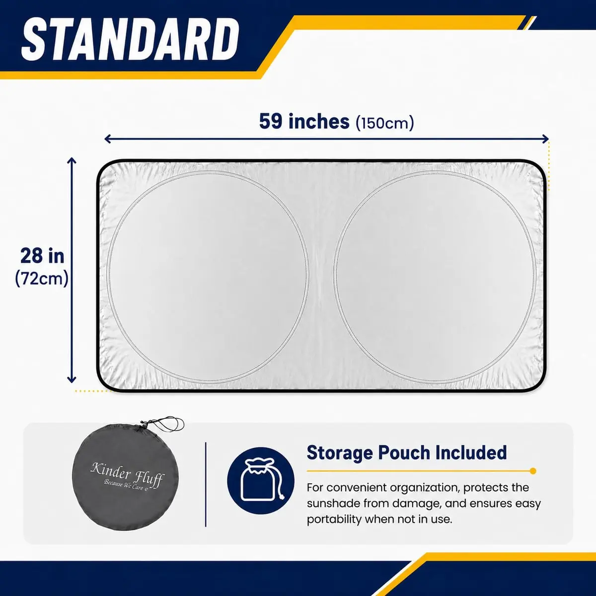 kinder Fluff Windshield Sun Shade 72cm x 150cm (53"x26") | Certified 99.87% UVB & 99.02% UVA Protection - view 4