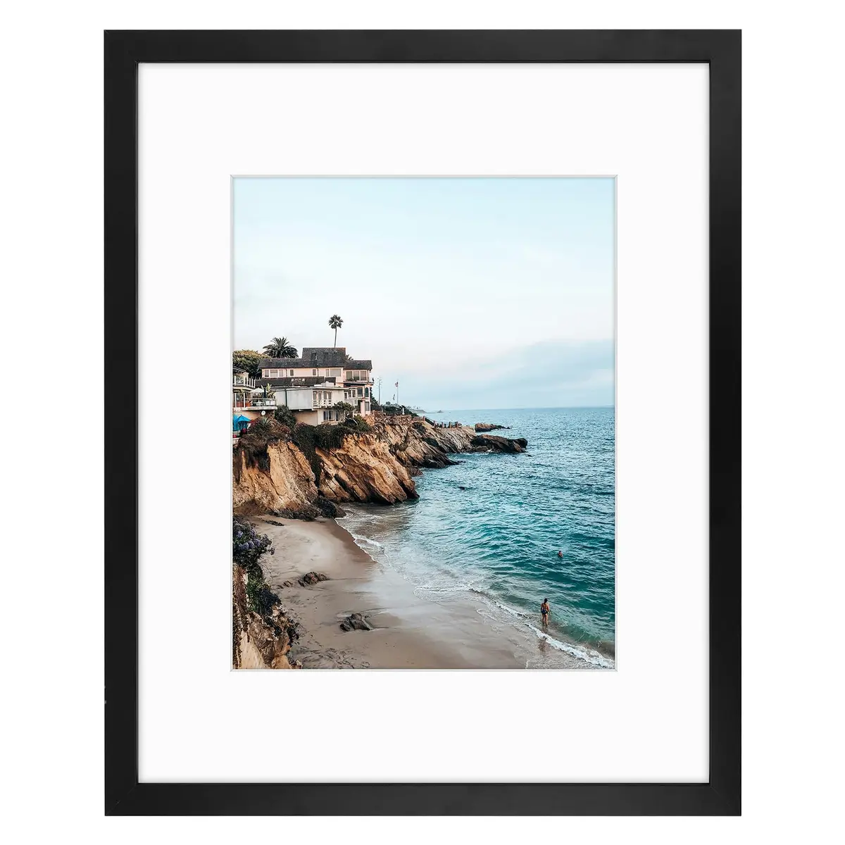 Frametory 16x20 Picture Frame with Mat for 11x14, Real Glass, Black | Modern Wall & Tabletop Decor - main product image