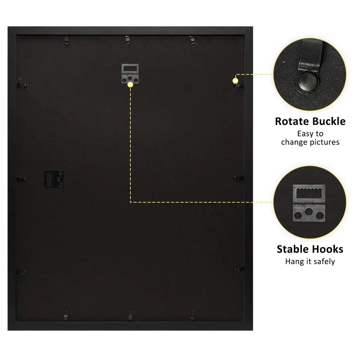 Frametory 16x20 Picture Frame with Mat for 11x14, Real Glass, Black | Modern Wall & Tabletop Decor - view 7