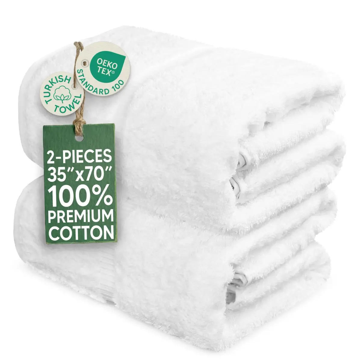 Towel Bazaar White Premium Long-Staple Cotton Bath Sheets 70" x 35" (177.8 cm x 88.9 cm) | 700 GSM Turkish Cotton, Wraps Fully Around - main product image