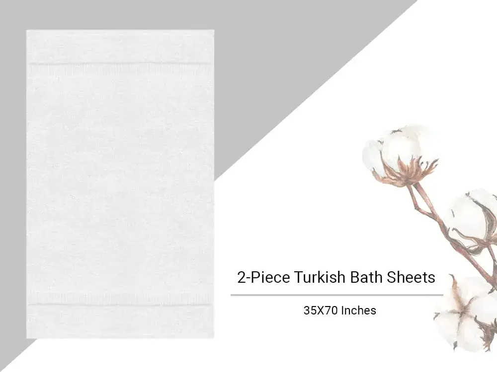 Towel Bazaar White Premium Long-Staple Cotton Bath Sheets 70" x 35" (177.8 cm x 88.9 cm) | 700 GSM Turkish Cotton, Wraps Fully Around - view 5