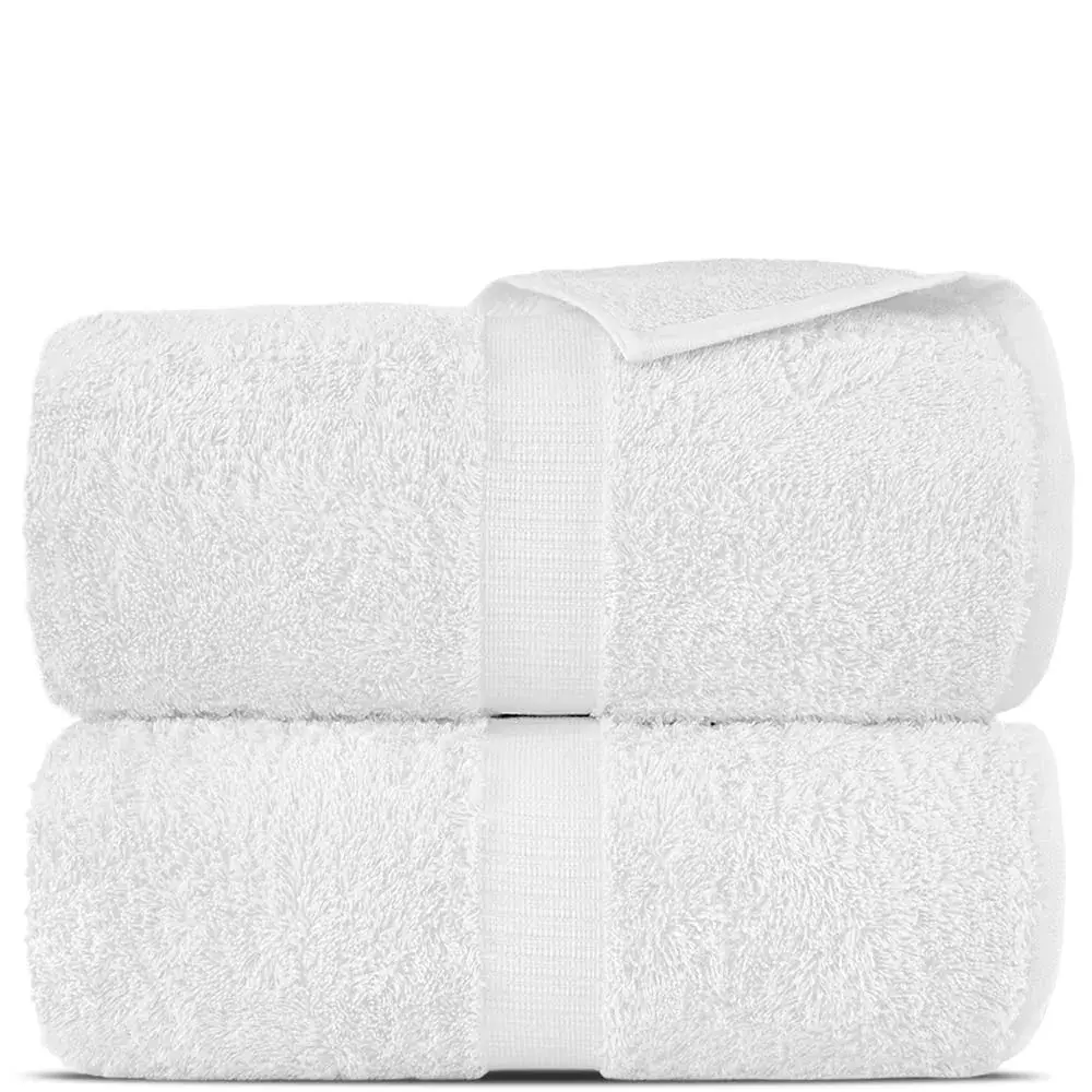 Towel Bazaar White Premium Long-Staple Cotton Bath Sheets 70" x 35" (177.8 cm x 88.9 cm) | 700 GSM Turkish Cotton, Wraps Fully Around - view 2