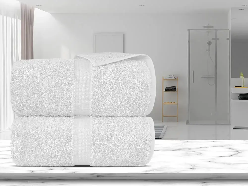 Towel Bazaar White Premium Long-Staple Cotton Bath Sheets 70" x 35" (177.8 cm x 88.9 cm) | 700 GSM Turkish Cotton, Wraps Fully Around - view 4