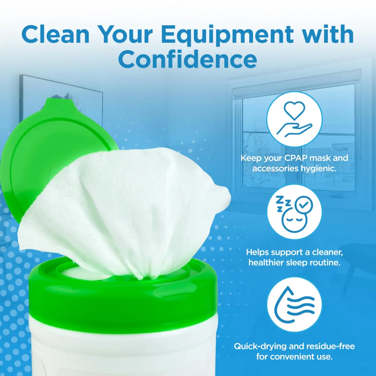 RespLabs CPAP Mask Wipes 330 Count (9 Months Supply) | Unscented, Alcohol-Free, Safe for All CPAP Masks - view 4