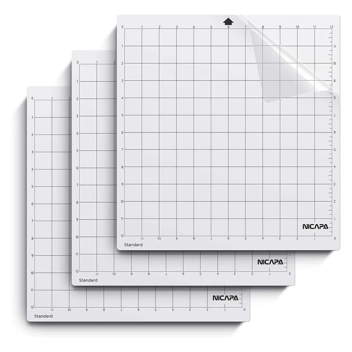 NICAPA Standard Grip Cutting Mat for Silhouette Cameo 4/3/2/1 (30x30 cm / 12x12 inch, 3-Pack) | Essential for Quilting & Craft Projects - main product image