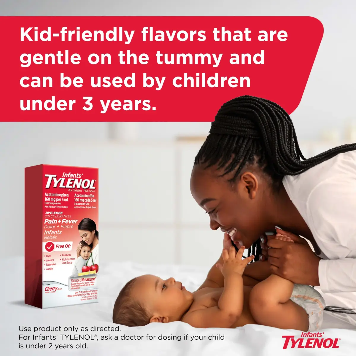 Infants’ Tylenol Dye-Free Acetaminophen Oral Suspension, Cherry Flavor, 60ml (2 Fl Oz) | Doctor Recommended Pain Relief & Fever Reducer - view 4