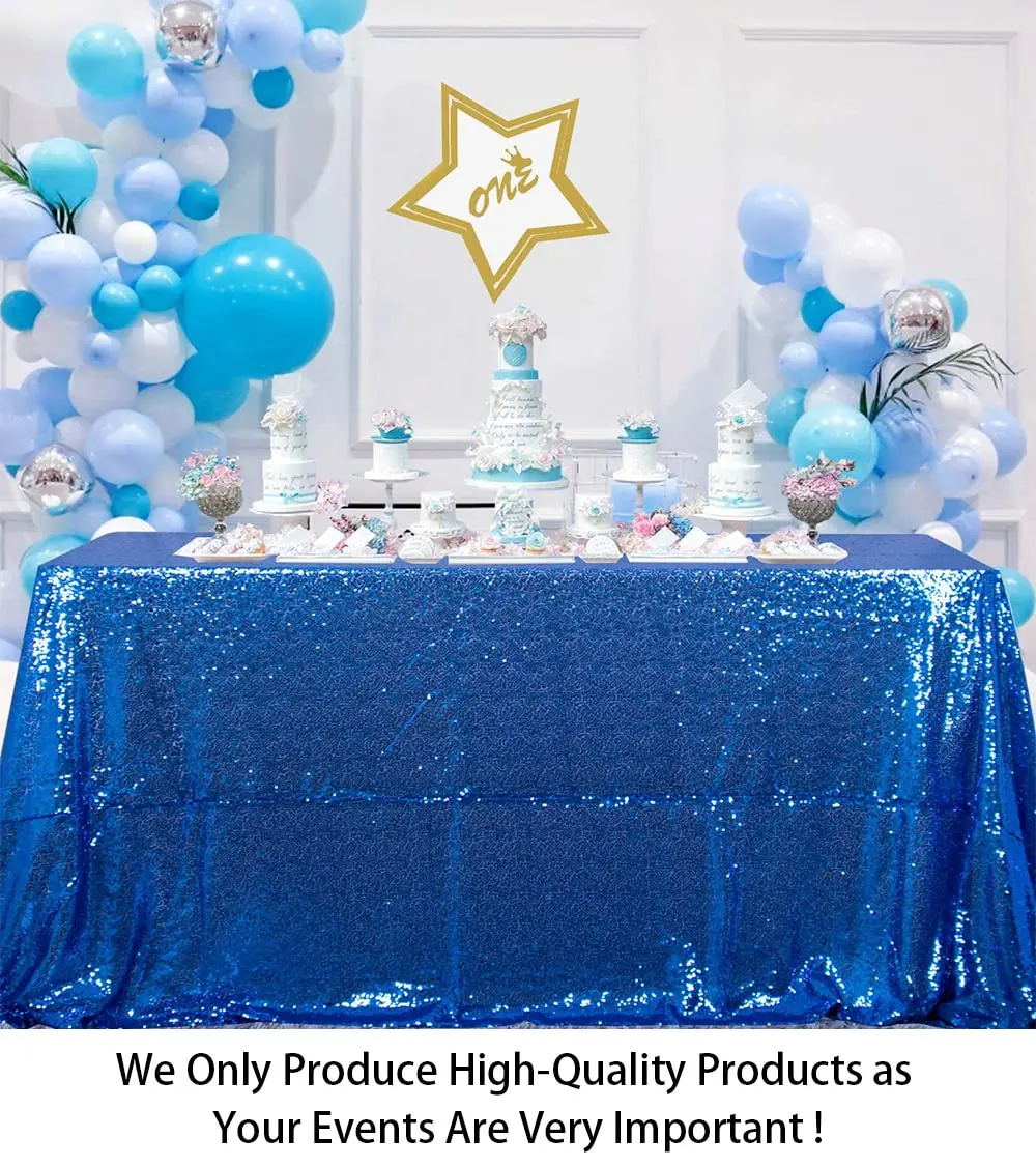 ShinyBeauty Sequin Tablecloth 48x72 Inch | Royal Blue Glitter for Wedding & Party Decor - view 2