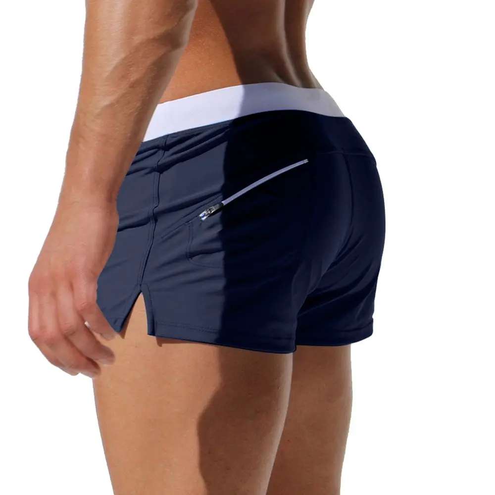 TONLEN Mens Swimwear Short Swim Trunks with Zipper Pockets Dark Blue 2 M | Quick-Dry Nylon Blend - view 3