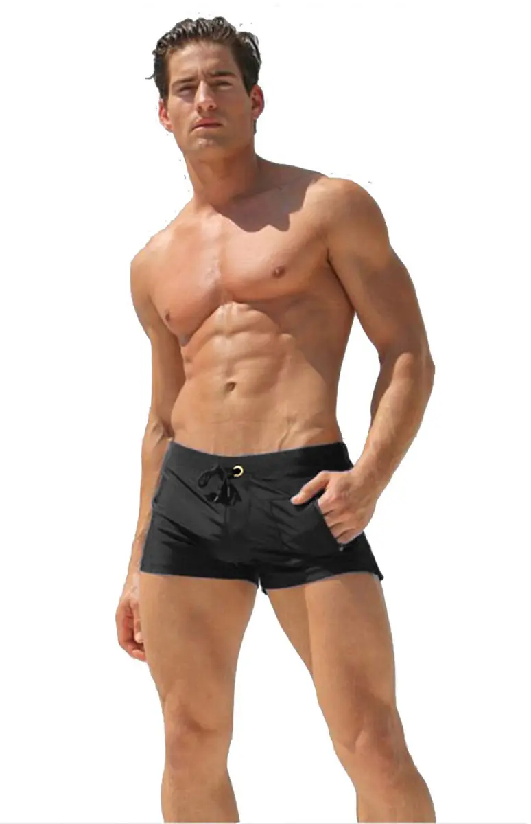 TONLEN Mens Swimwear Short Swim Trunks with Zipper Pockets Black 1 Large | Quick-Drying, Slim Fit, Zipper Pockets - view 5