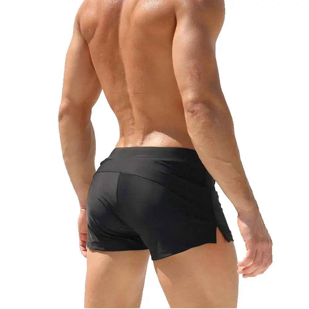 TONLEN Mens Swimwear Short Swim Trunks with Zipper Pockets Black 1 Large | Quick-Drying, Slim Fit, Zipper Pockets - view 2