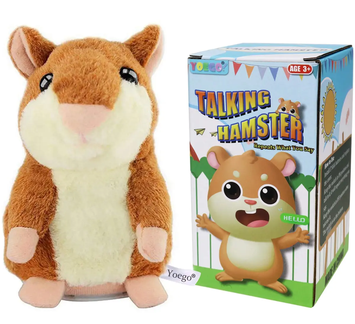 YOEGO Talking Hamster Repeats What You Say Interactive Plush Toy for Kids 3+ | Animal Sound Effects - main product image