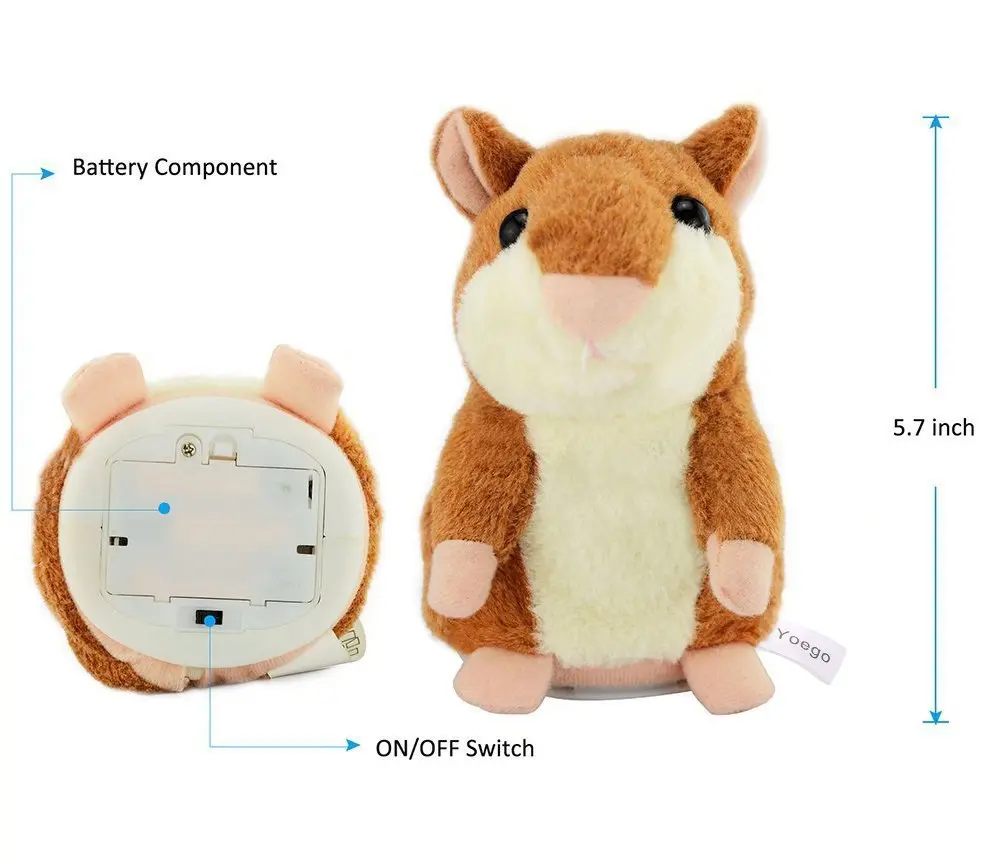 YOEGO Talking Hamster Repeats What You Say Interactive Plush Toy for Kids 3+ | Animal Sound Effects - view 4