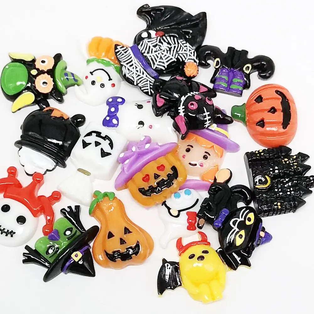 Chenkou Craft 20pcs Resin Flatback Halloween Embellishments | Assorted Styles 15-40mm - main product image
